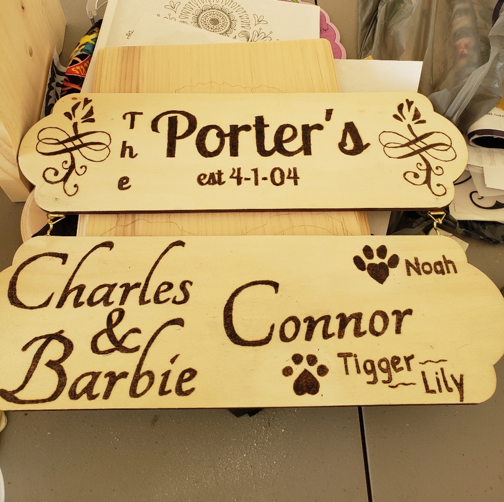 Wood Burned name sign